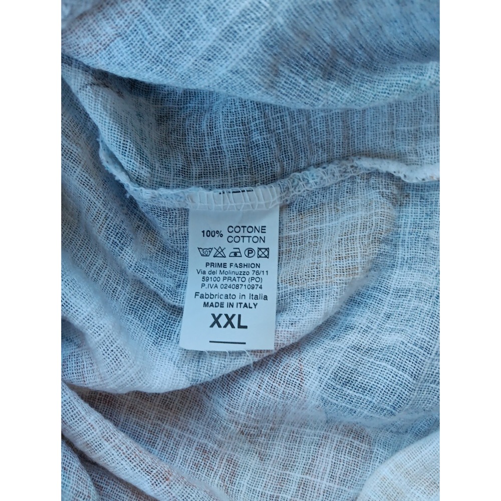 Italian Top Women's XXL Crinkle Gauze Button-Down Shirt Tropical Palms Coastal - Picture 10 of 10
